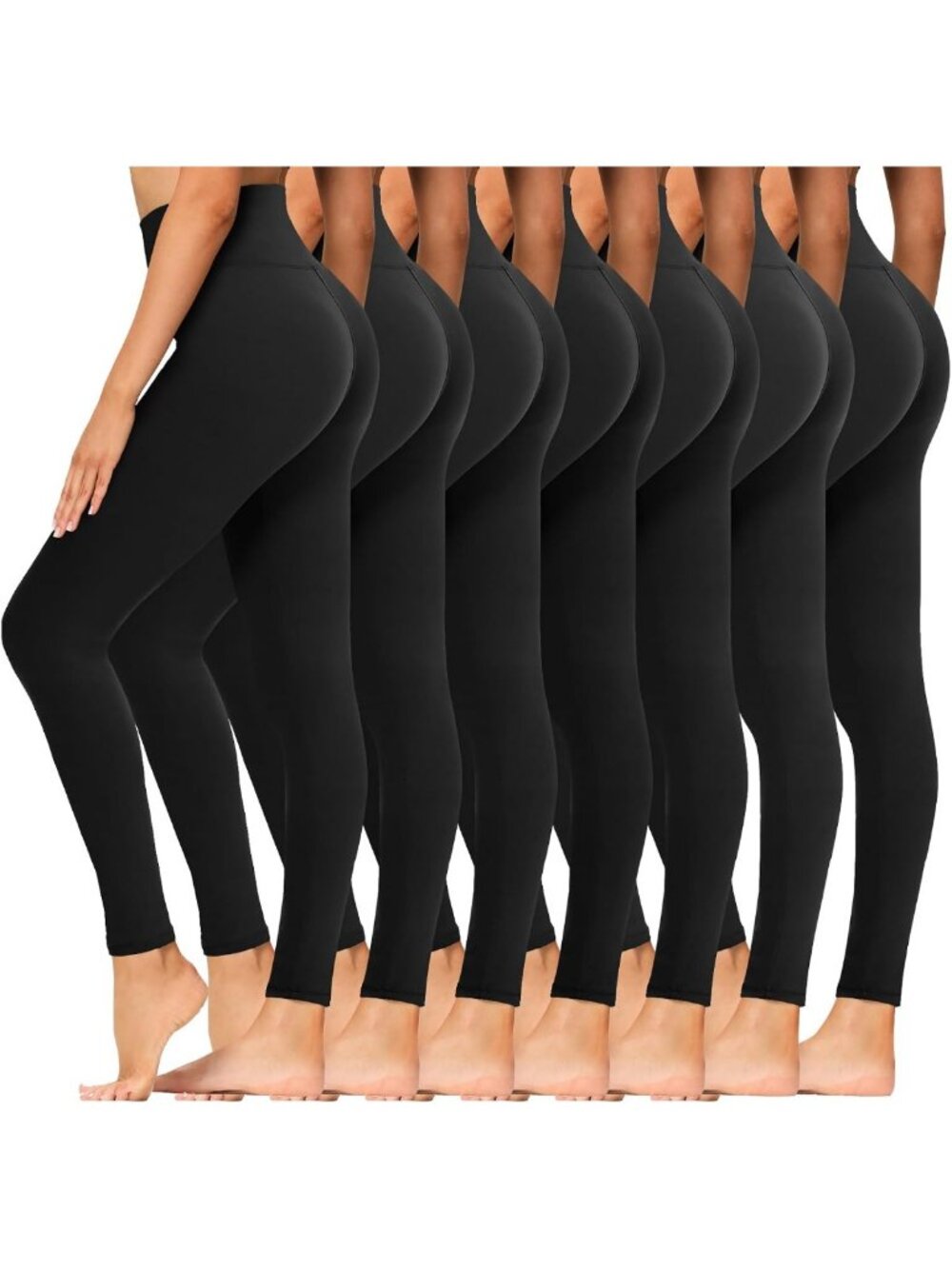High Waisted Tummy Control Leggings - 7 Pack Soft Yoga Pants for Workout